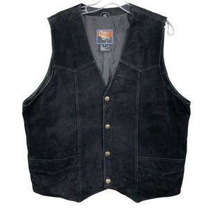 Cripple Creek Suede Leather Vest Men's XL Motorcycle Western 90s Biker Ren Faire